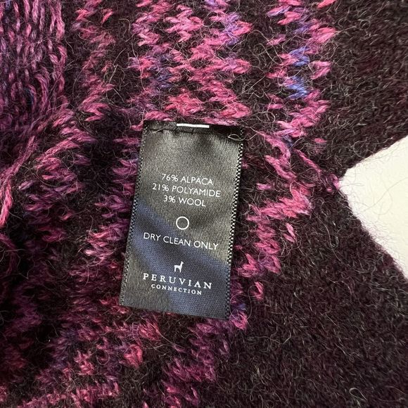 PERUVIAN CONNECTION Sigrid Cardigan Alpaca Aztec Tunic Open Front Women's M/L - Picture 3 of 7